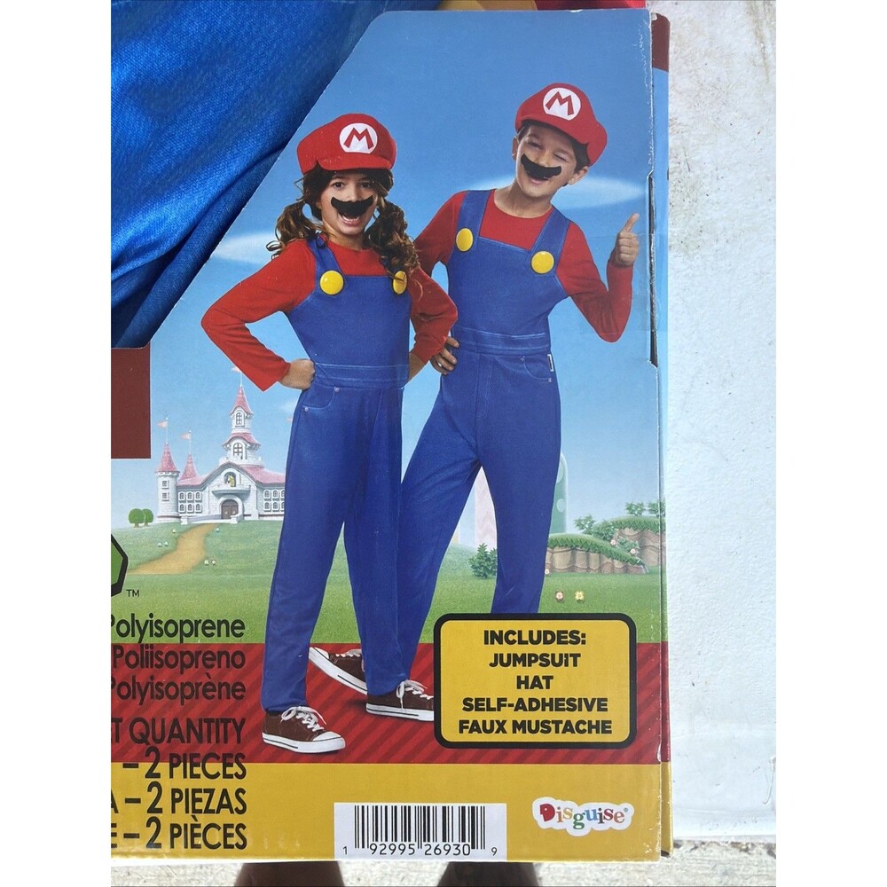 Super Mario Costume Kids M Size 8 Nintendo Disguise Jumpsuit Hat Mustache - Picture 3 of 5